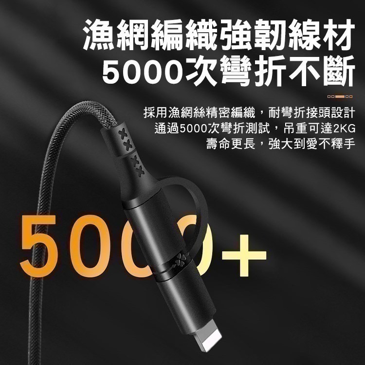 【限時購】4合1鋁合金屬編織PD快充線Type-C / Lightning 適用i15 16 17-細節圖5