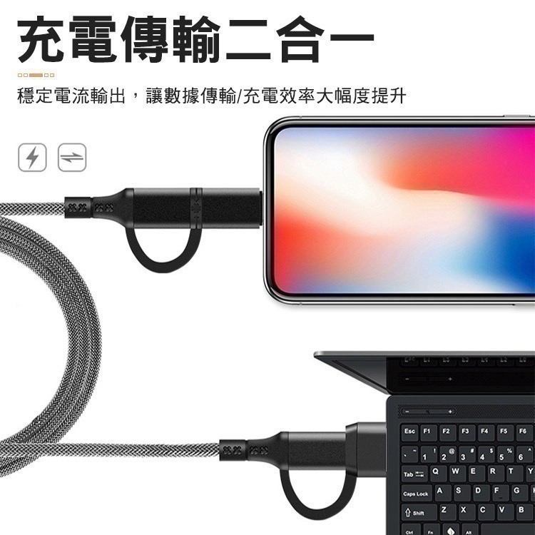 【限時購】4合1鋁合金屬編織PD快充線Type-C / Lightning 適用i15 16 17-細節圖7