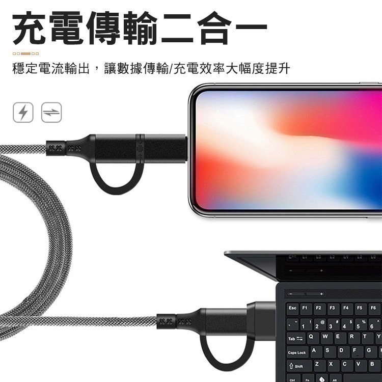 【限時購】4合1鋁合金屬編織PD快充線Type-C / Lightning 適用i15 16 17-細節圖7