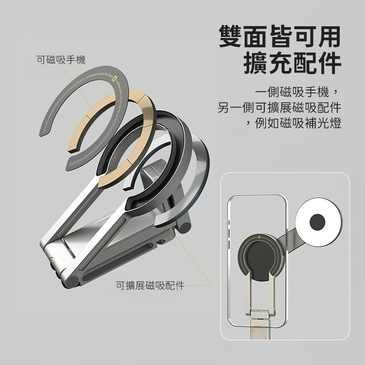 SHOWHAN HT-01三合一旅行手機支架 直播直架 磁吸鋁合金手機支架 可變身三腳架 可夾式 自拍桿 台灣現貨-細節圖8