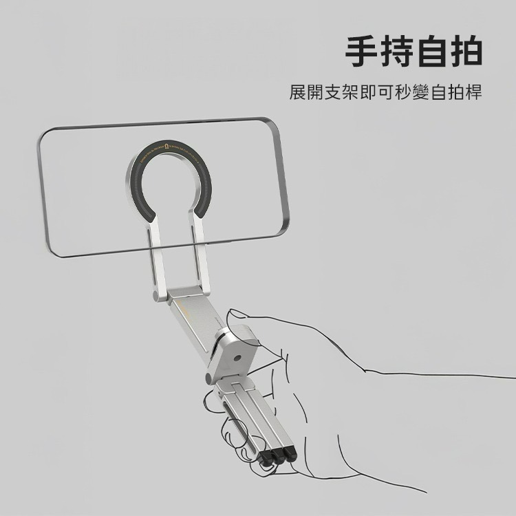 SHOWHAN HT-01三合一旅行手機支架 直播直架 磁吸鋁合金手機支架 可變身三腳架 可夾式 自拍桿 台灣現貨-細節圖11