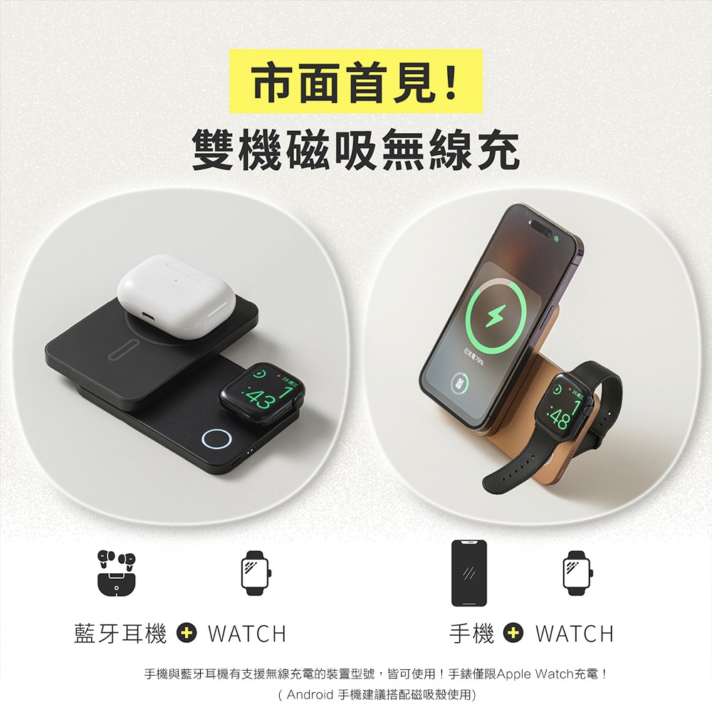 SHOWHAN 三用 旋轉 支架 磁吸無線充 行動電源 行動充 可充手錶 耳機 可上飛機 3C認證 Wh標示-細節圖7