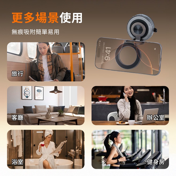 SHOWHAN 真空吸附磁吸360度三軸折疊旋轉手機支架 車用支架G512-細節圖11