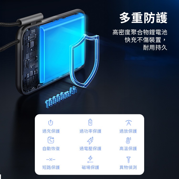 麥多多 標示Wh 可帶上飛機 20W自帶線款支架磁吸行動電源10000mAh 黑色 MC-1811-細節圖11