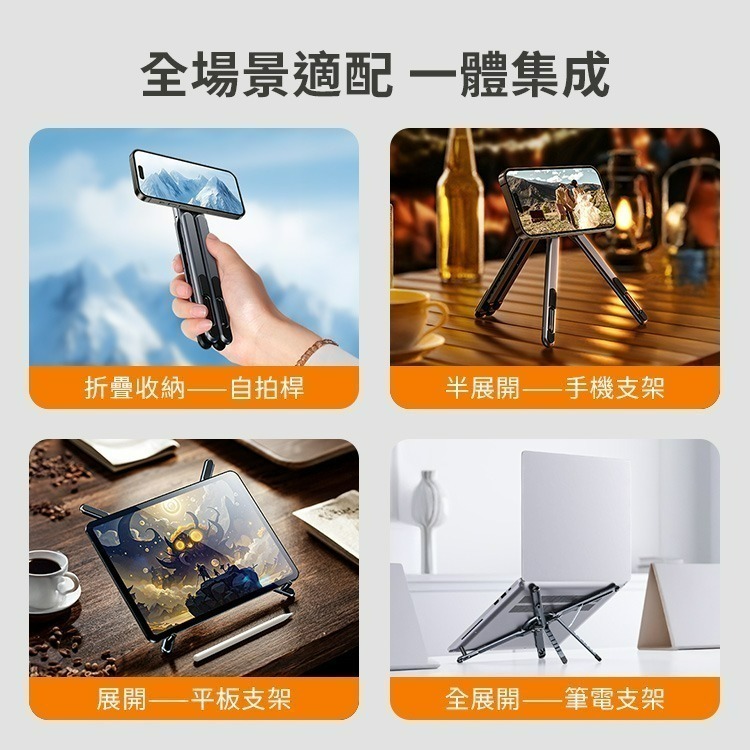 【限時購】SHOWHAN E05 變形金剛筆記型電腦手機平板萬用支架-槍灰色-細節圖3