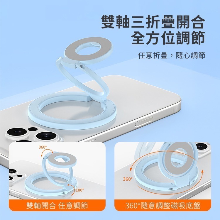 【7-ELEVEN 門市團購】多功能全折疊雙面磁吸指環扣支架SY202 N52磁鐵雙軸三折疊 MagSafe 手機支架-細節圖9