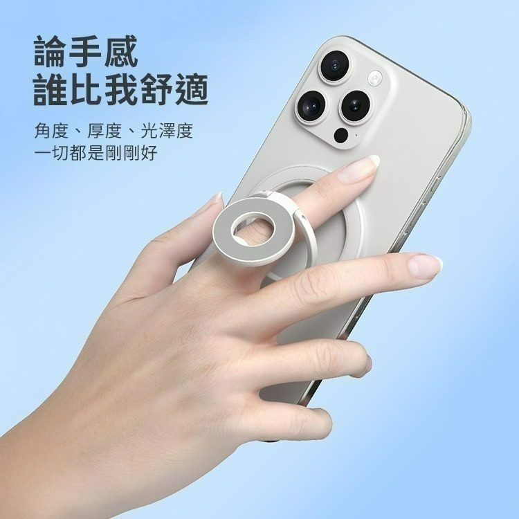 【限時購】多功能全折疊雙面磁吸指環扣支架SY202 N52磁鐵雙軸三折疊 MagSafe 手機支架-細節圖7