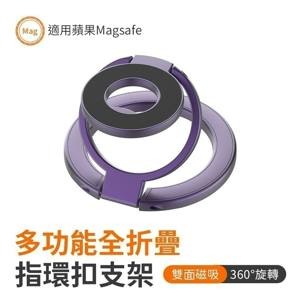 【限時購】多功能全折疊雙面磁吸指環扣支架SY202 N52磁鐵雙軸三折疊 MagSafe 手機支架-規格圖11