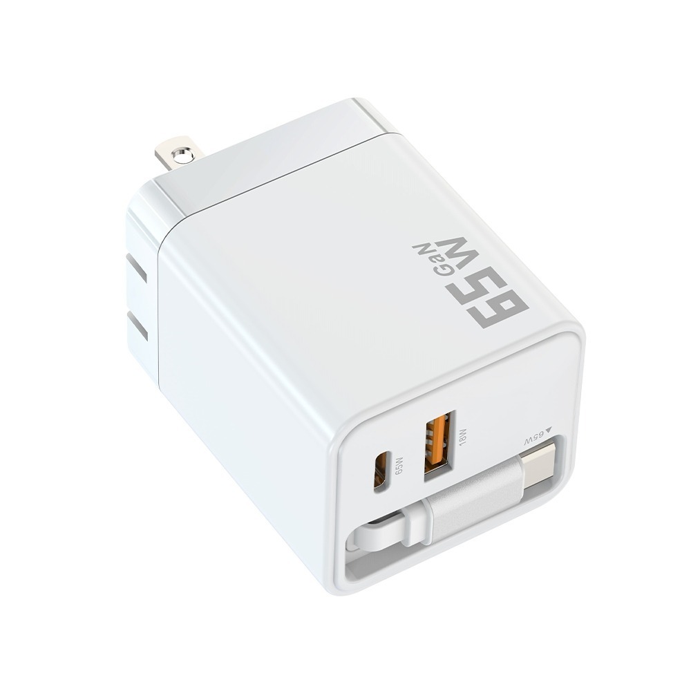 【限時購】MCK U2450 自帶線二孔氮化鎵快充65W Type-C 充電器-細節圖9