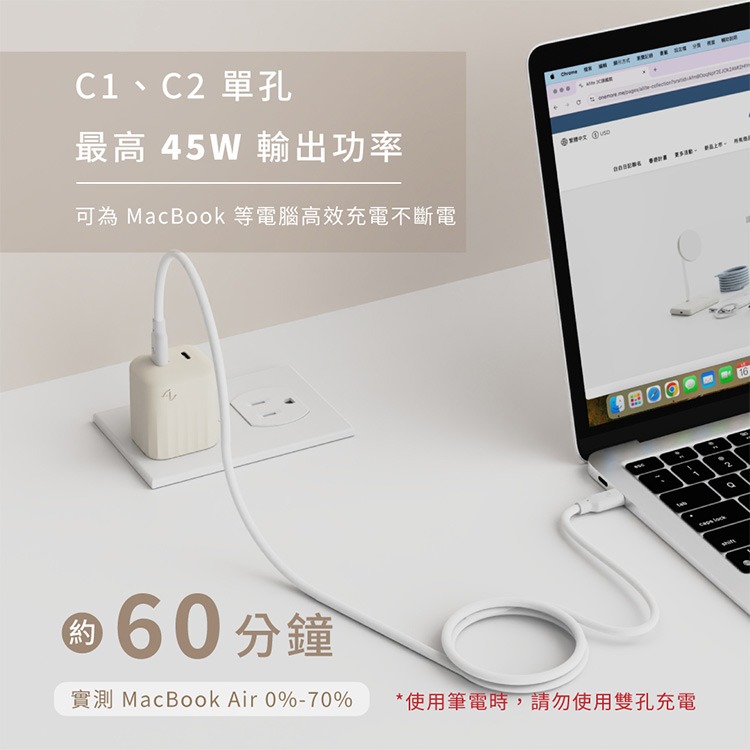 Allite Mini Go 45W 2C 氮化鎵雙孔快充頭 充電器-細節圖6