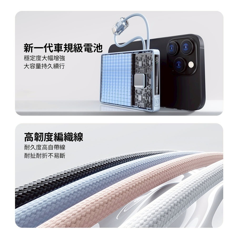【限時購】CLC-1自帶線顯屏薄型行動電源10000mAh QA-B002-細節圖2