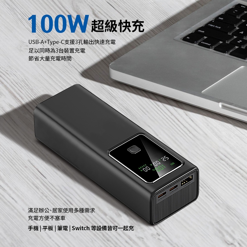 MCK-NB100 100W電量功率顯示行動電源20000mAh 可充筆電-細節圖2