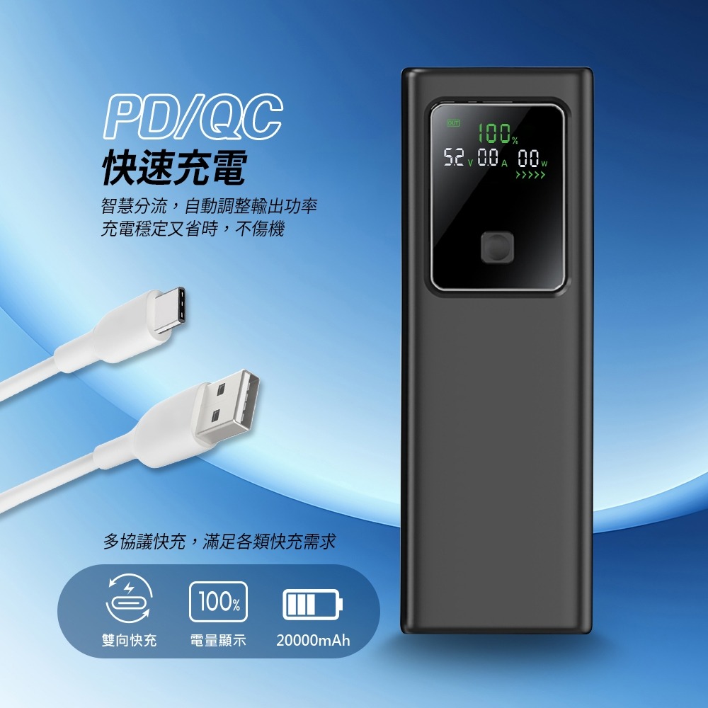 MCK-NB100 100W電量功率顯示行動電源20000mAh 可充筆電-細節圖3