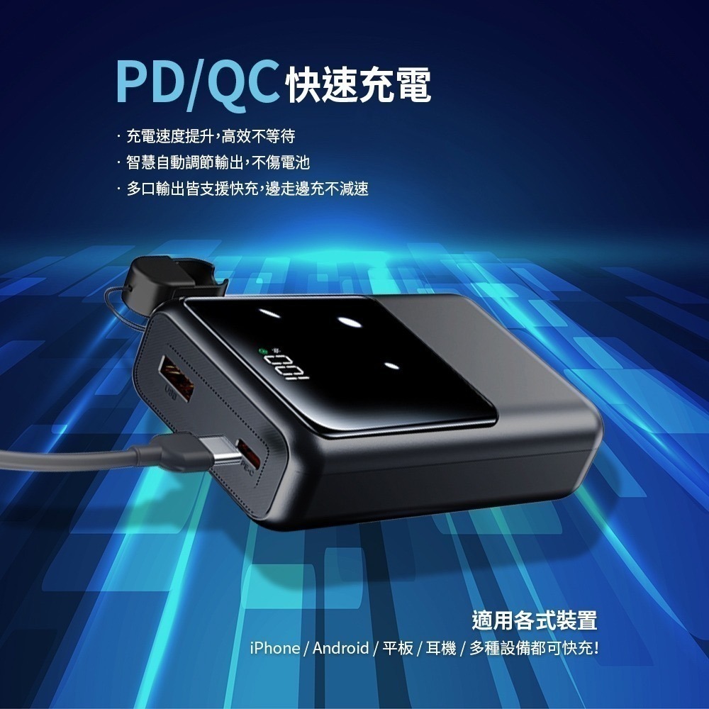 【限時購】 MCK-NPET自帶線顯屏行動電源20000mAh-細節圖10
