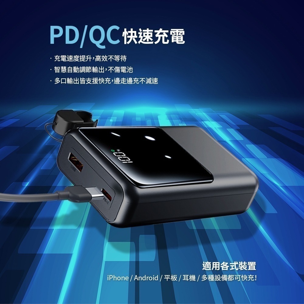 【限時購】 MCK-NPET自帶線顯屏行動電源20000mAh-細節圖10