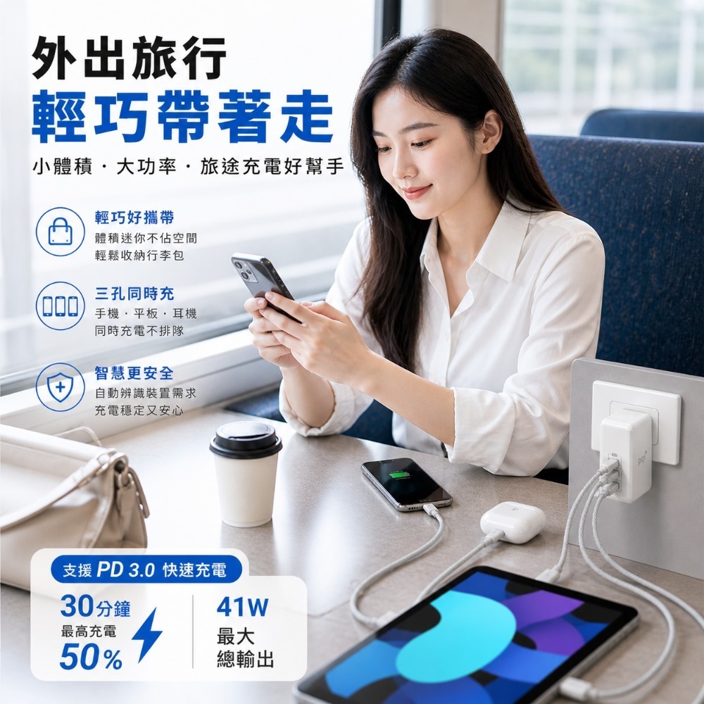 PQI Smart i-Charger PD 41W 智慧快速三孔充電器-細節圖5