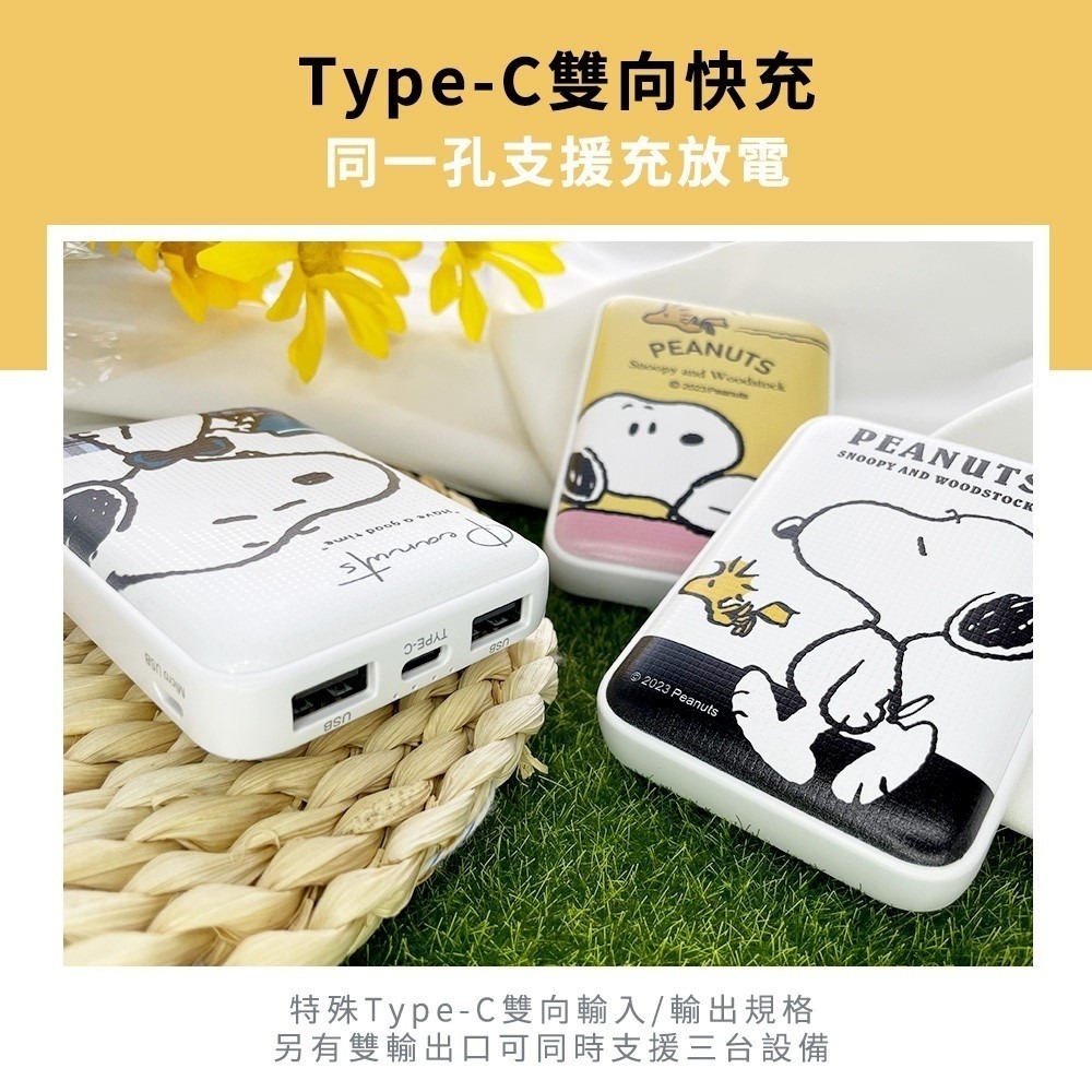 【限時購】SNOOPY史努比 12000series 小格紋Type-C雙向快充行動電源-細節圖6