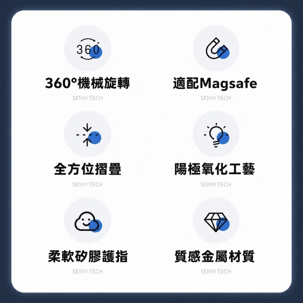 SHOWHAN 嘀嗒機械磁吸指環支架｜360°旋轉 MagSafe強磁吸-細節圖2