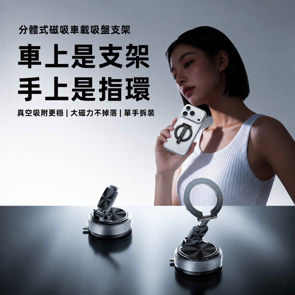 SHOWHAN 磁吸分體式真空吸盤支架｜指環二合一 車用桌用支架A20-細節圖6