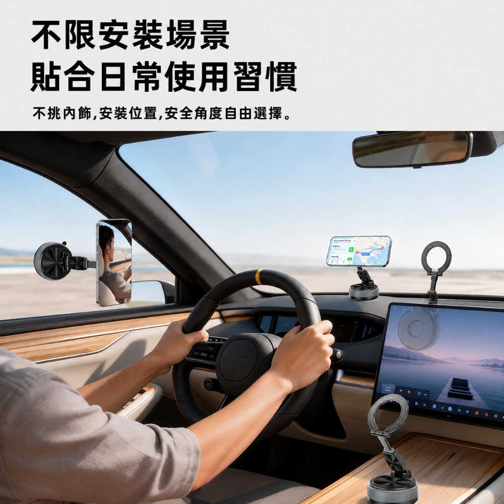 SHOWHAN 磁吸分體式真空吸盤支架｜指環二合一 車用桌用支架A20-細節圖9