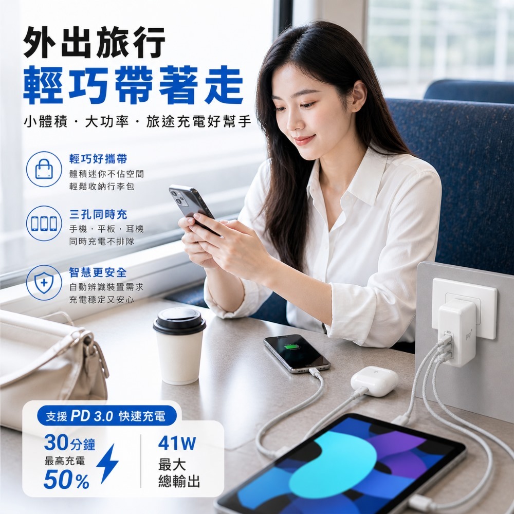 PQI Smart i-Charger PD 41W 智慧快速三孔充電器-細節圖5
