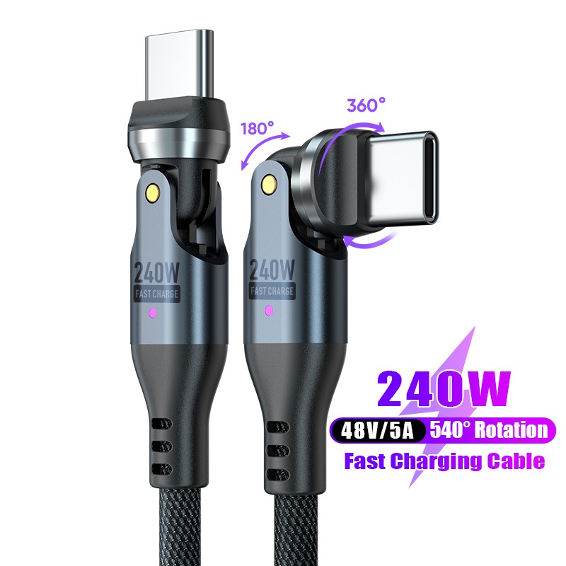 SHOWHAN 240W Type-C to Type-C 雙頭540°旋轉 E-Marker 編織快充線-規格圖11