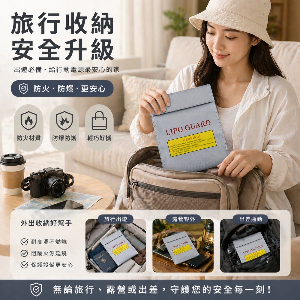 SHOWHAN 行動電源安全收納袋 鋰電池防爆袋 絕緣保護 防火阻燃 耐高溫 各類電池適用-細節圖7