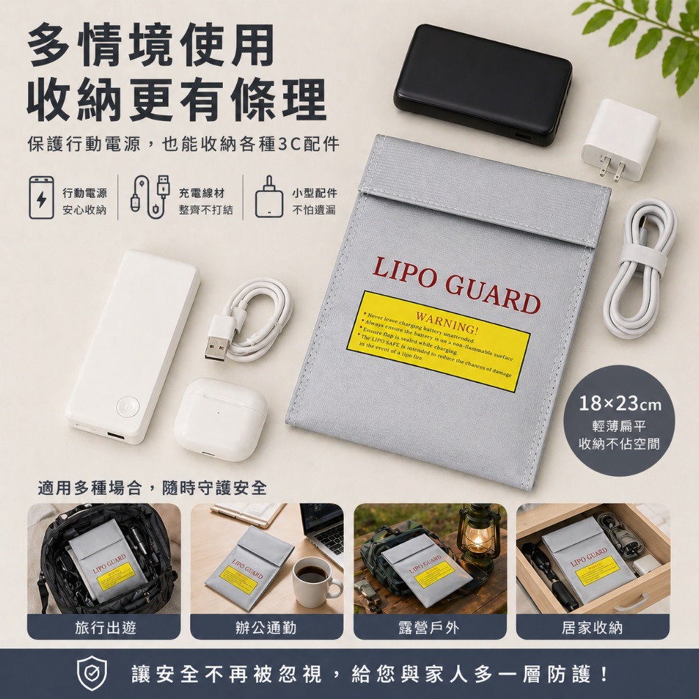 SHOWHAN 行動電源安全收納袋 鋰電池防爆袋 絕緣保護 防火阻燃 耐高溫 各類電池適用-細節圖10