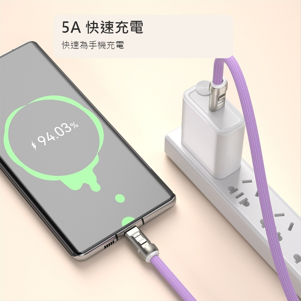 SHOWHAN PD 240W Type-C to Type-C多功能鑰匙扣掛繩數據充電線 1.2m/0.3m-細節圖7