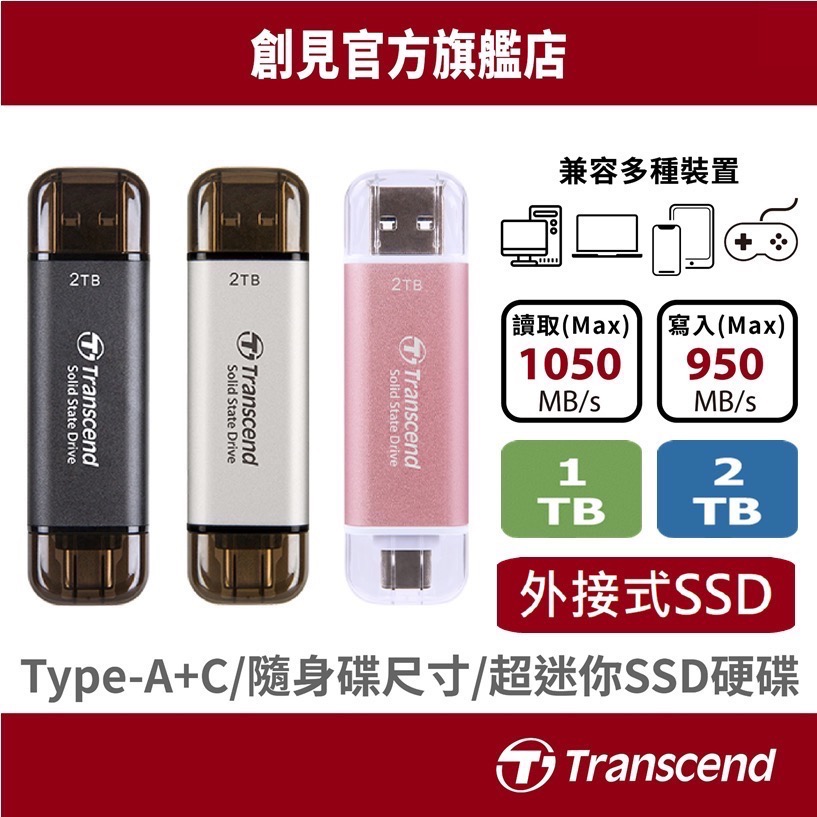 ￼Transcend 創見 1TB 固態SSD 隨身碟 外接硬碟 行動硬碟 蘋果15可用-細節圖6