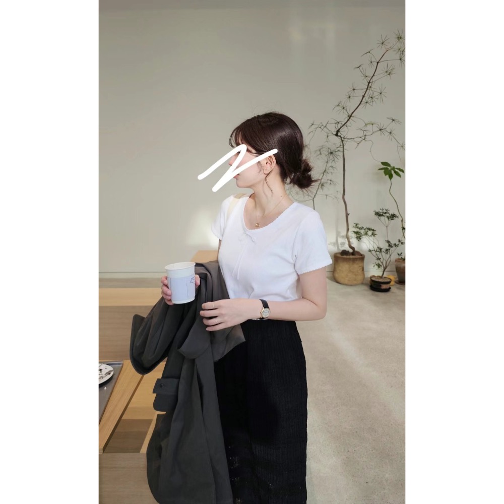 🇰🇷 BM風女孩蝴蝶結綁帶tee-細節圖3