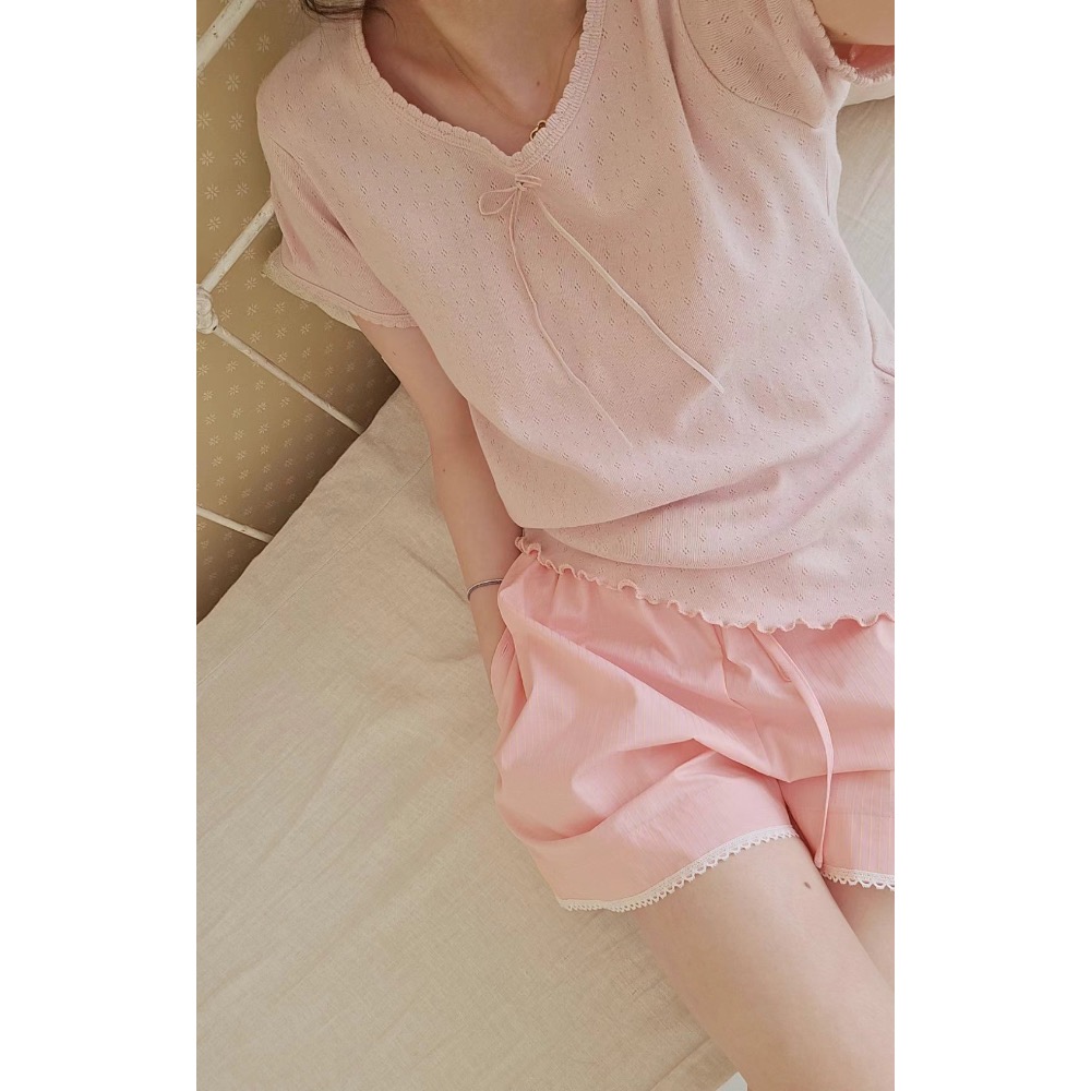 🇰🇷 BM風女孩蝴蝶結綁帶tee-細節圖6