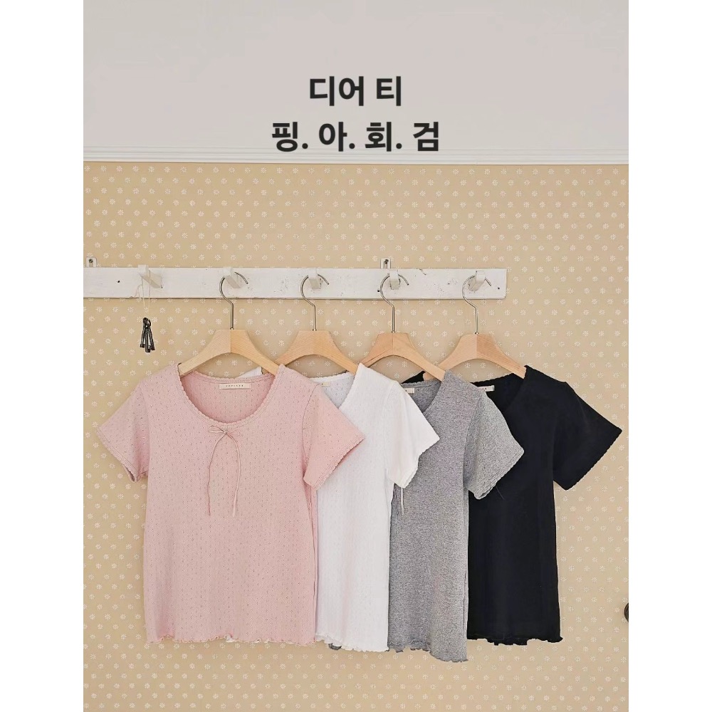 🇰🇷 BM風女孩蝴蝶結綁帶tee-細節圖9