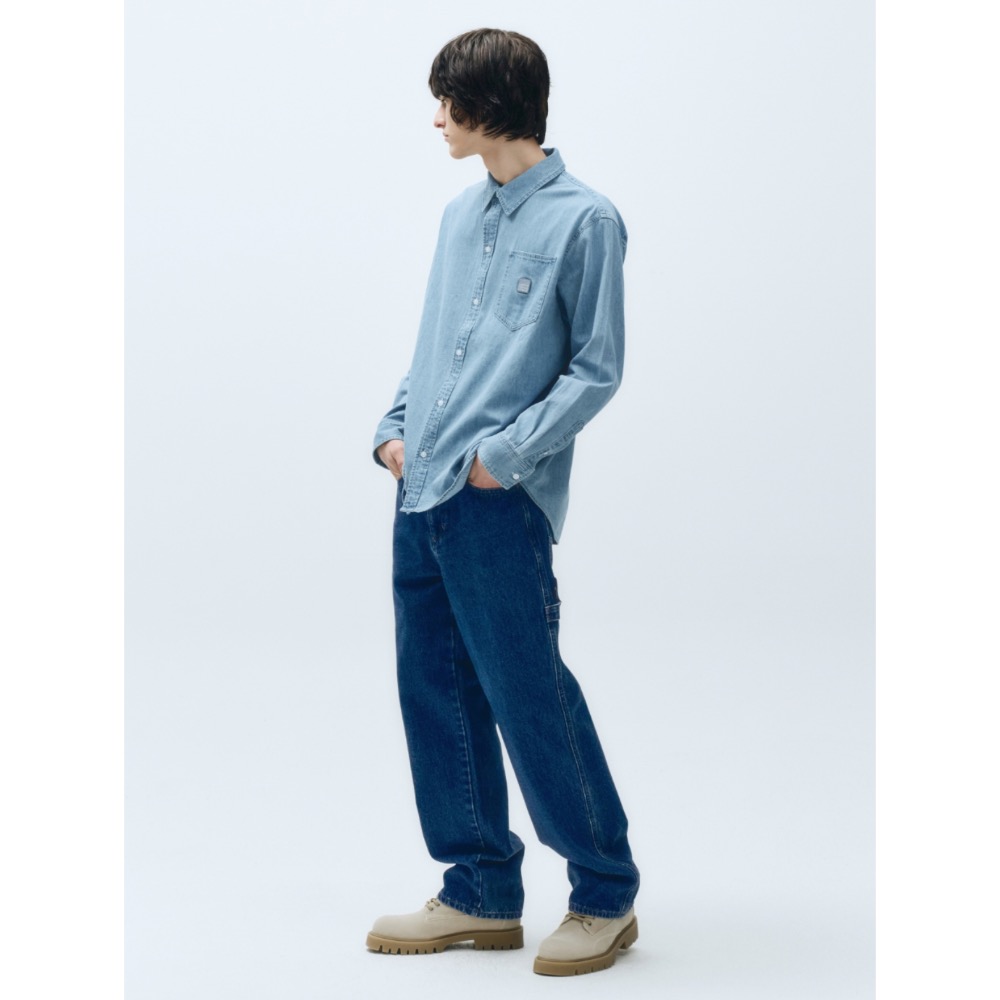 韓國 MFG 經典logo布標丹寧牛仔襯衫 韓國代購 空運直送✈️-細節圖4