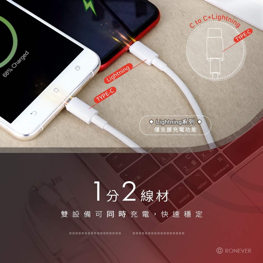 RONEVER VPC170 / TYPE-C二合一充電線(C+IOS)-細節圖6