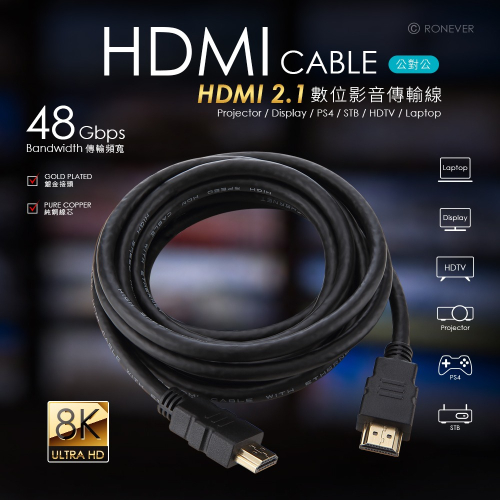 RONEVER VPH-HDMI-1P / HDMI 2.1影音傳輸線