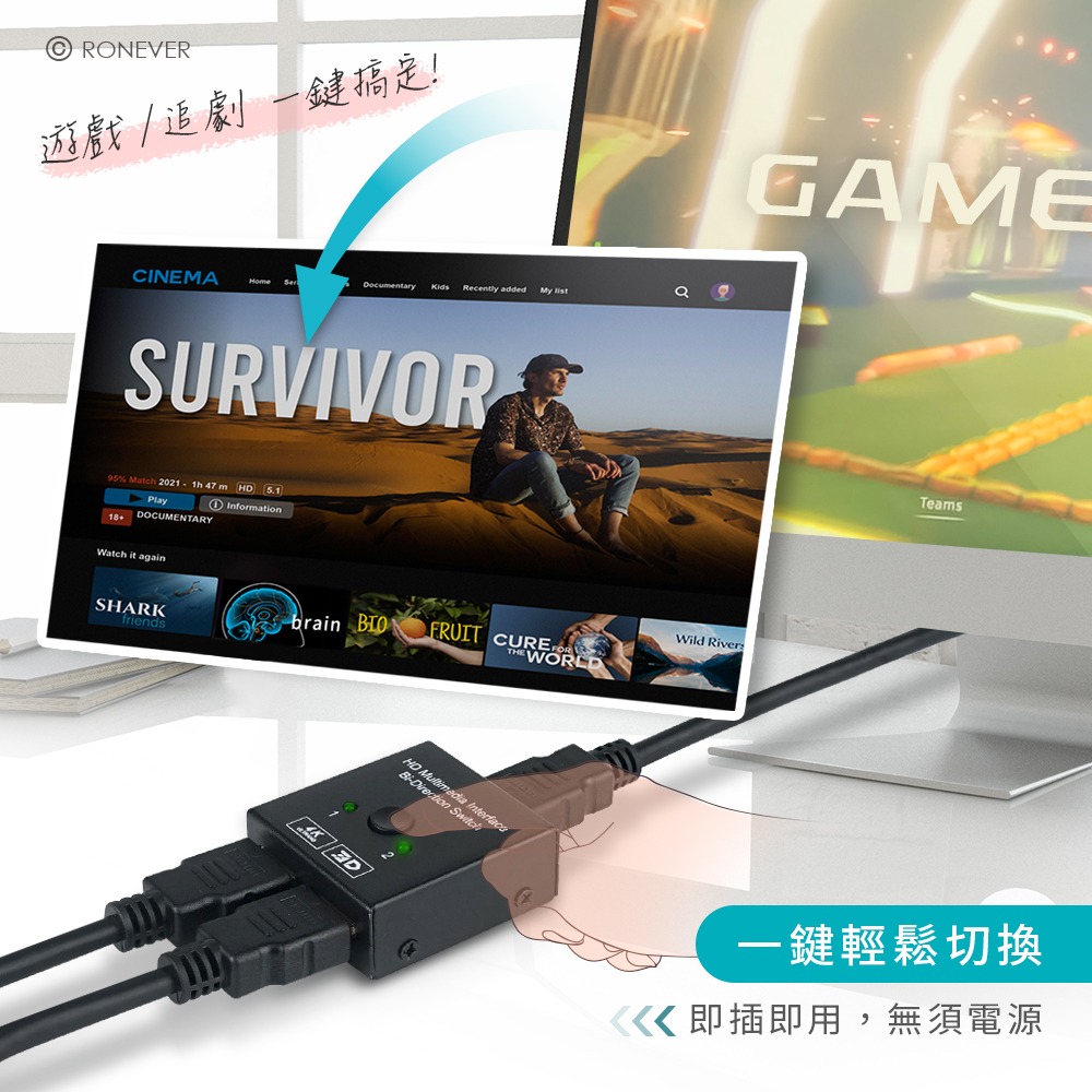 RONEVER VPH-HDMI-SH1 / 高清多媒體介面雙向切換器-細節圖2