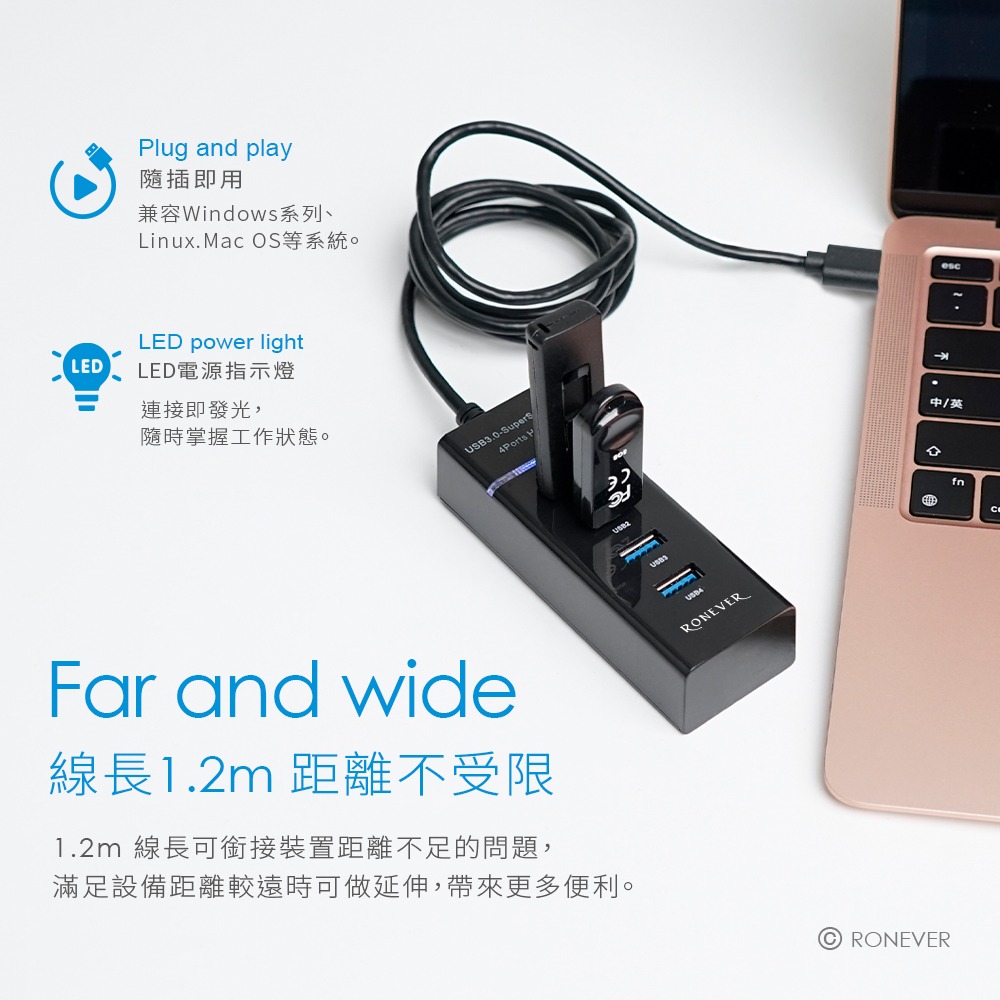 RONEVER PC360X / USB3.0 4埠HUB集線器-細節圖2