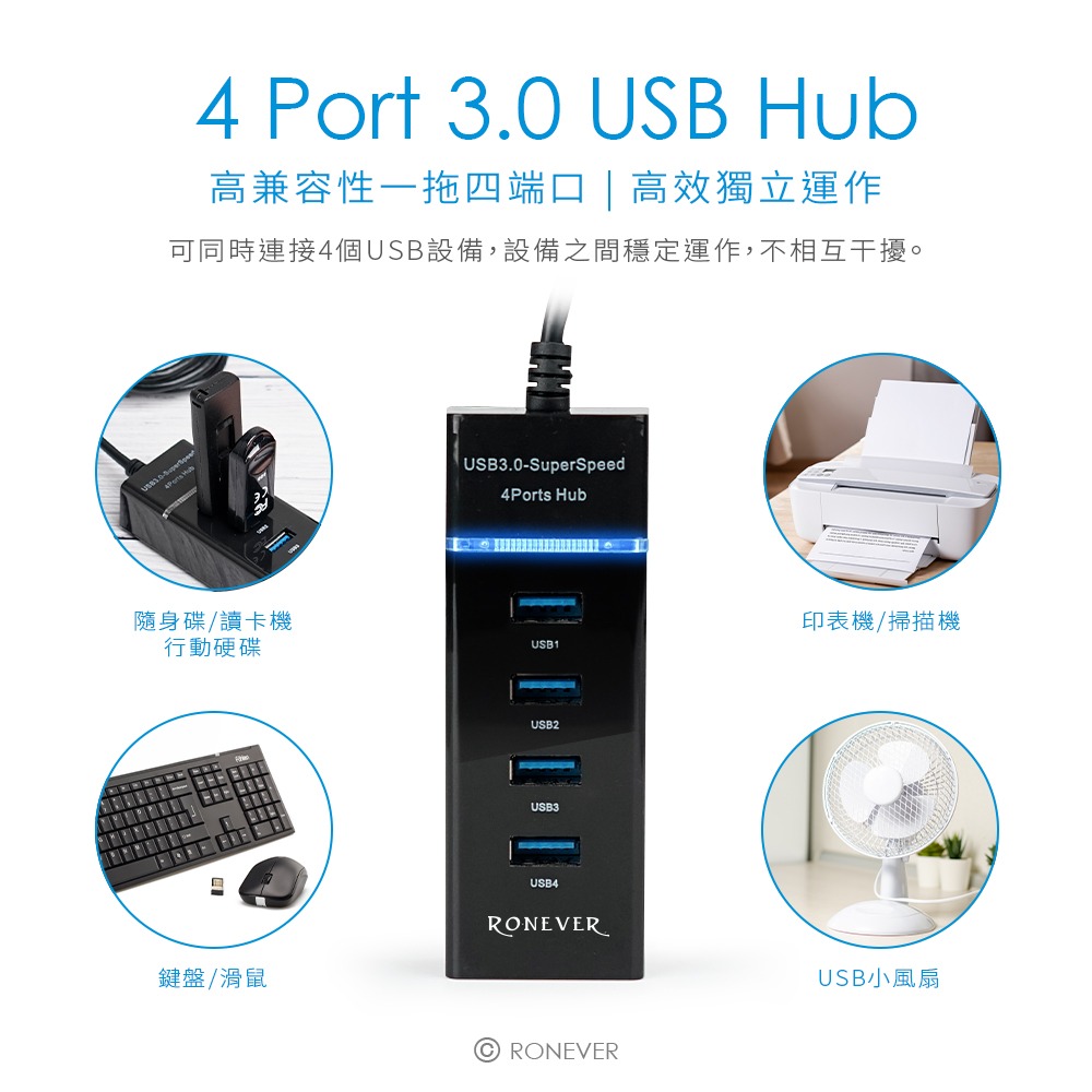 RONEVER PC360X / USB3.0 4埠HUB集線器-細節圖3