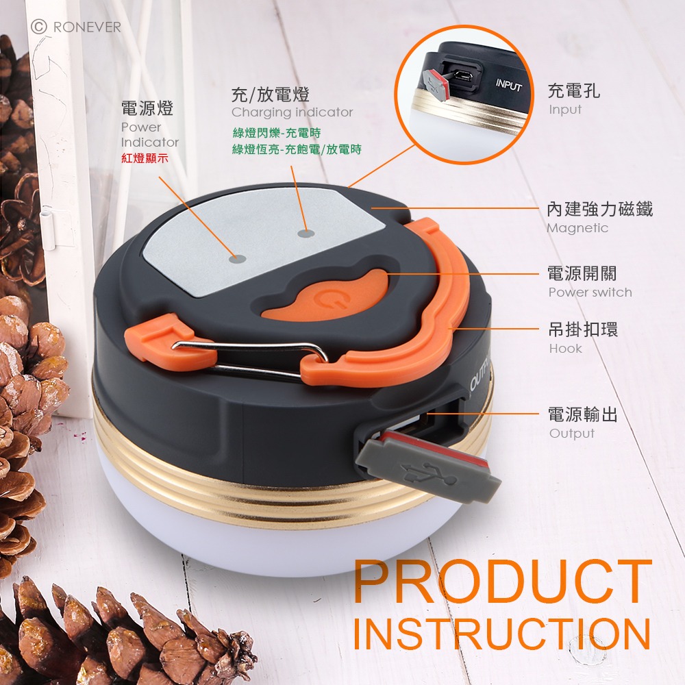 RONEVER PA-5050-2 / 充電式磁吸露營燈-細節圖5
