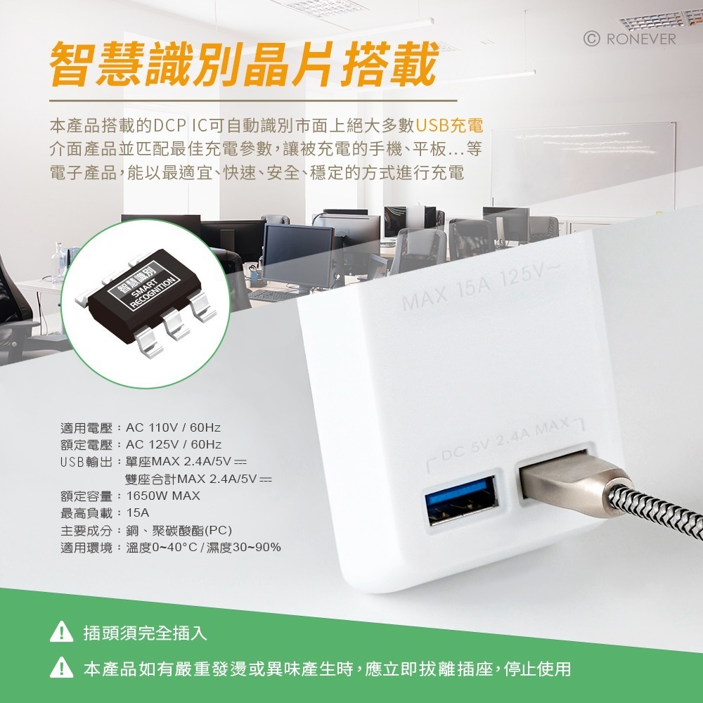 RONEVER ZPR-048 / USB小壁插-細節圖3