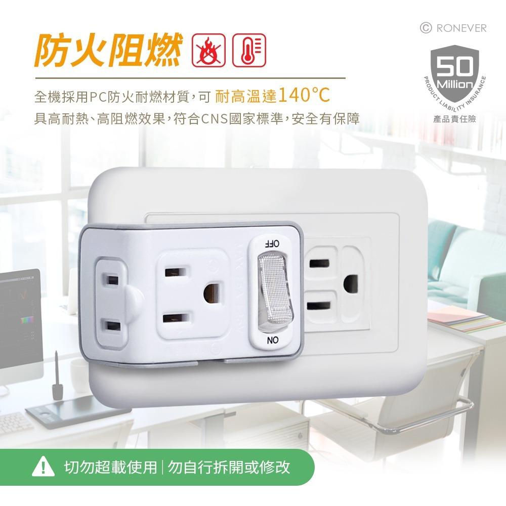 RONEVER ZPR-024 / 1切2座3變2小壁插-細節圖2