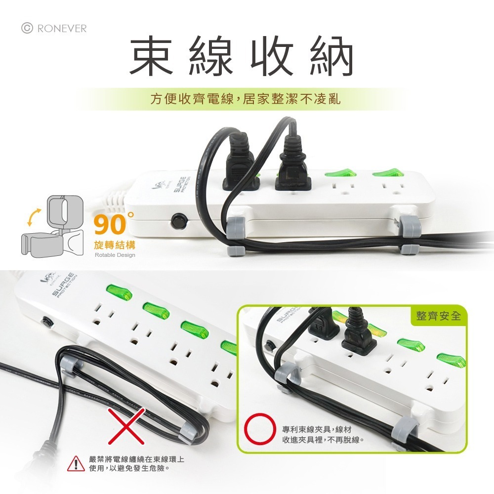 RONEVER ZPR-009-2 / 專利理線延長線6孔6切-9尺-細節圖6