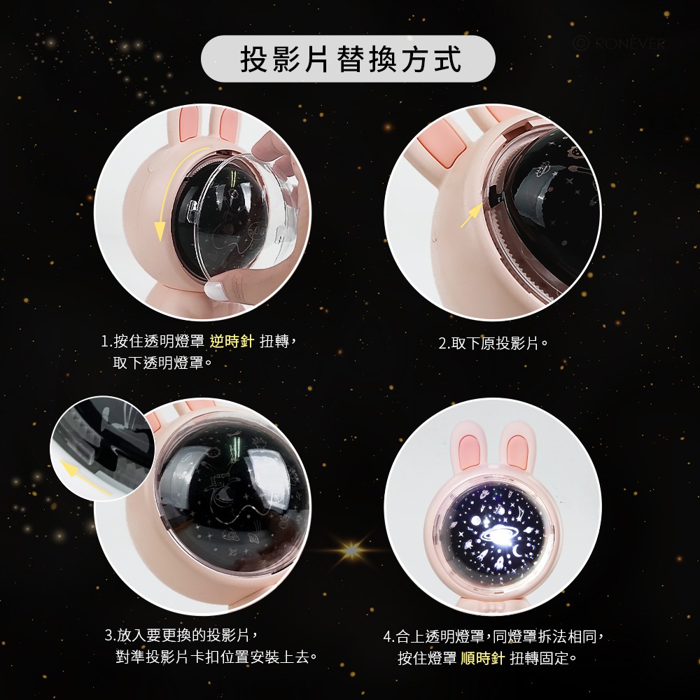 RONEVER PC419 / 兔子星光投影燈-細節圖7