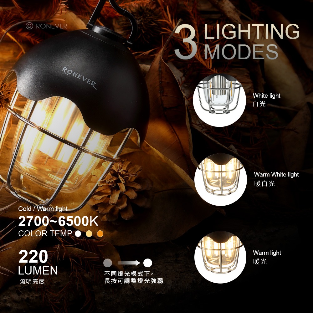 RONEVER PA003 / 充電式松果露營燈-細節圖2