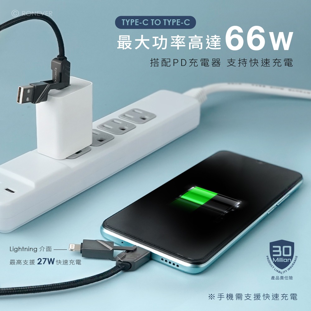 RONEVER VPC187 / 四合一鋅合金編織充電線-細節圖3