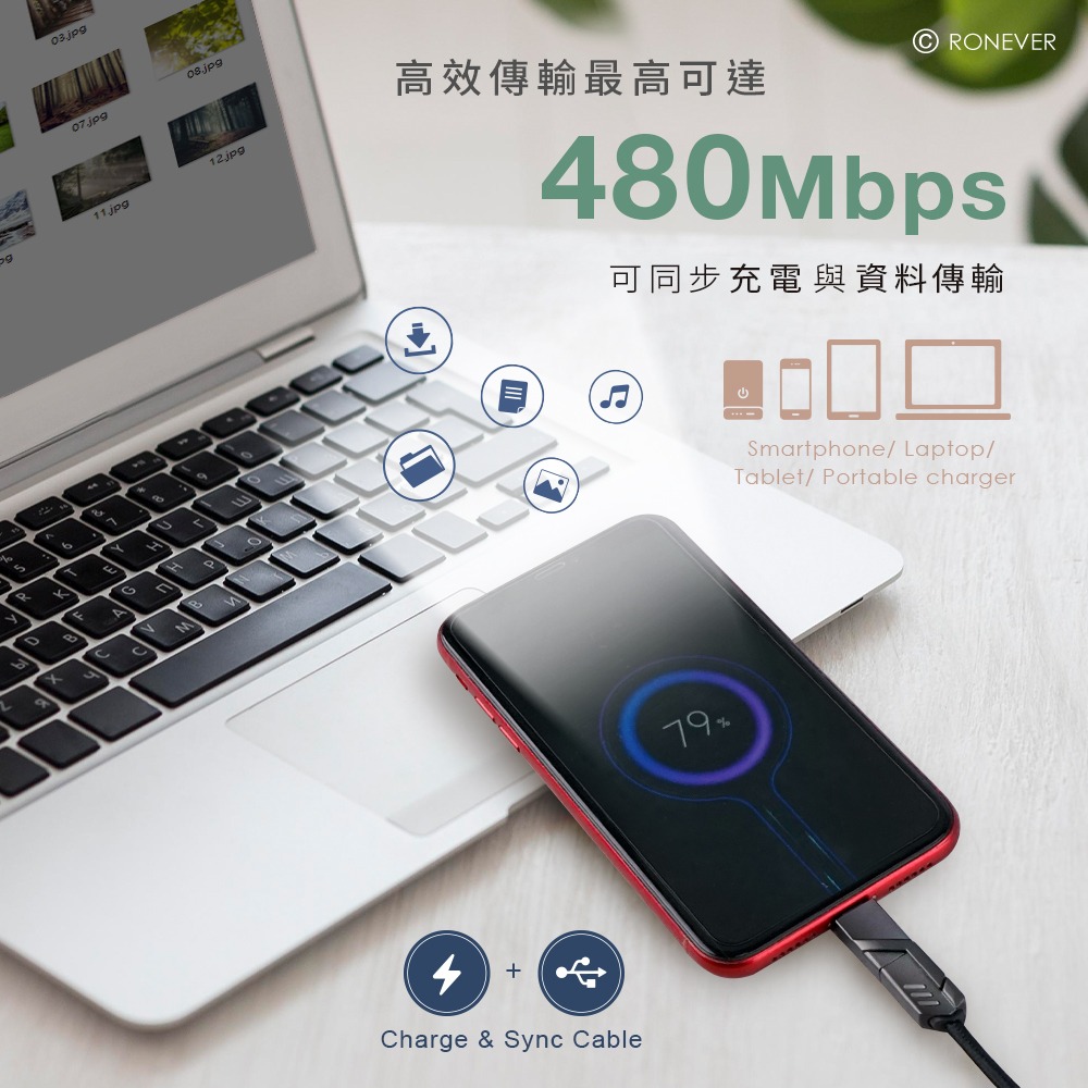 RONEVER VPC187 / 四合一鋅合金編織充電線-細節圖4