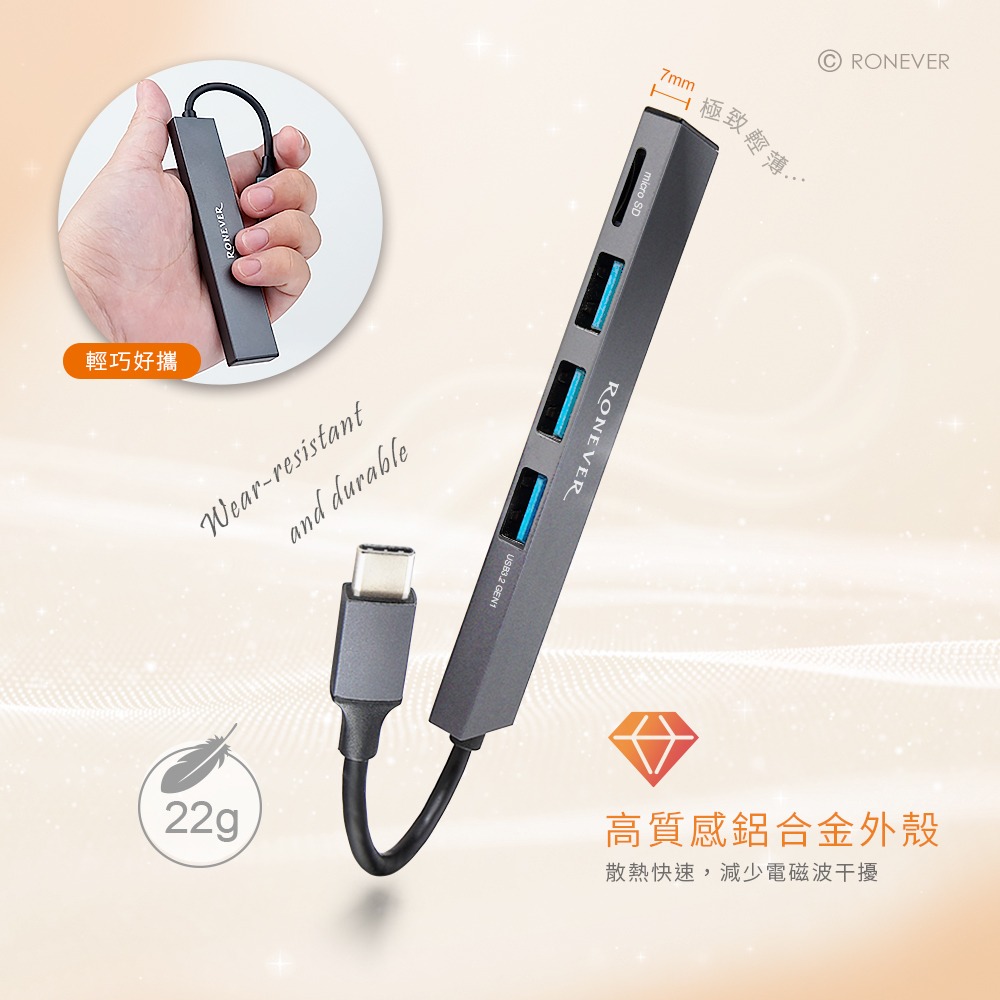 RONEVER PC024 Type-C 3.2二合一HUB-細節圖4