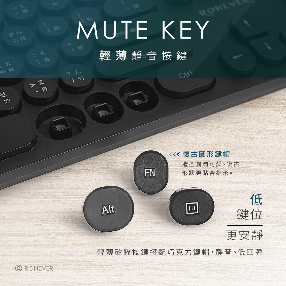 RONEVER KB009 / 無線復古鍵盤滑鼠組-細節圖2