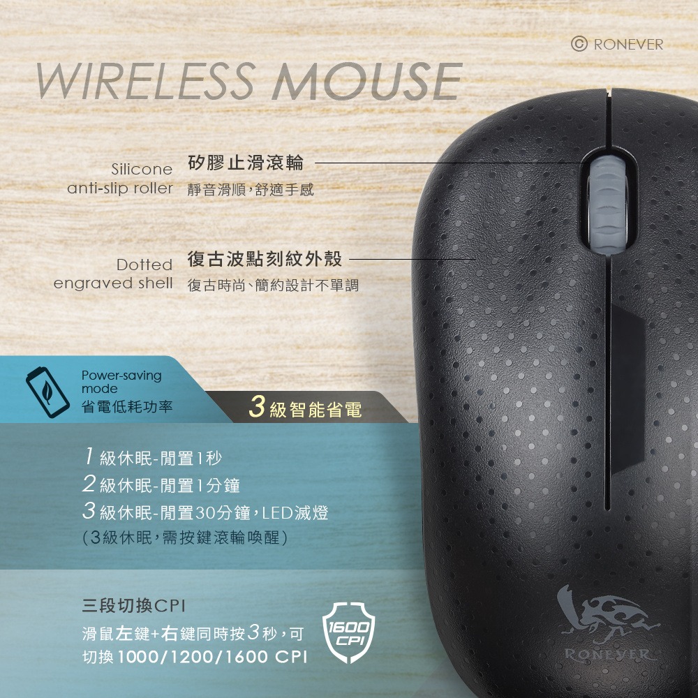 RONEVER KB009 / 無線復古鍵盤滑鼠組-細節圖5